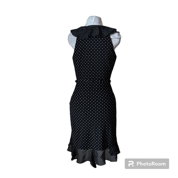 Black house white market black and white wrap ruffle polkadot dress size 10 - Picture 7 of 10